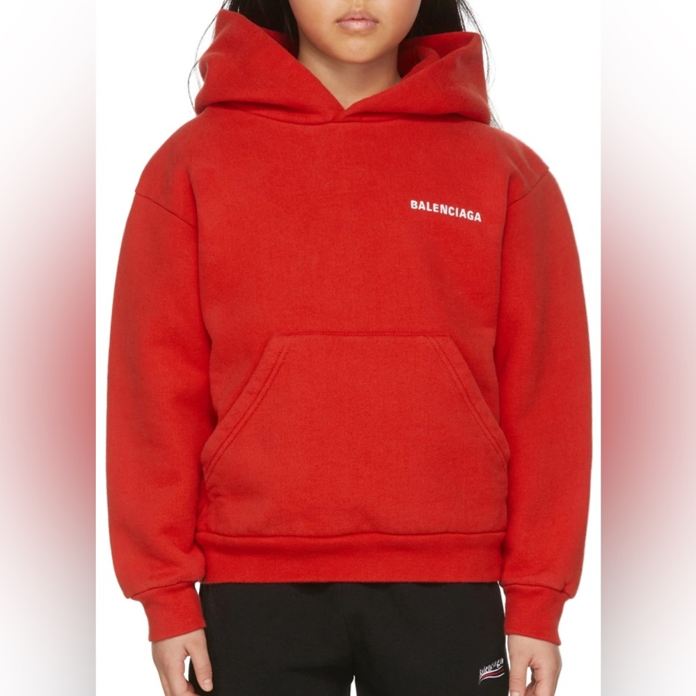 NWT BALENCIAGA Kids Red Logo Hoodie, Size 10!